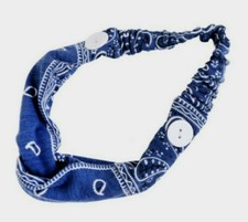 Headband Buttons Face Masks Holder Ear Saver Blue Paisley US Seller Fast Ship