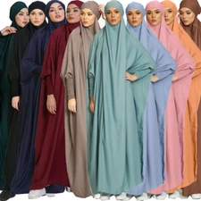 Overhead Muslim Women Prayer Dress One Piece Abaya Khimar Burqa Kaftan Islamic