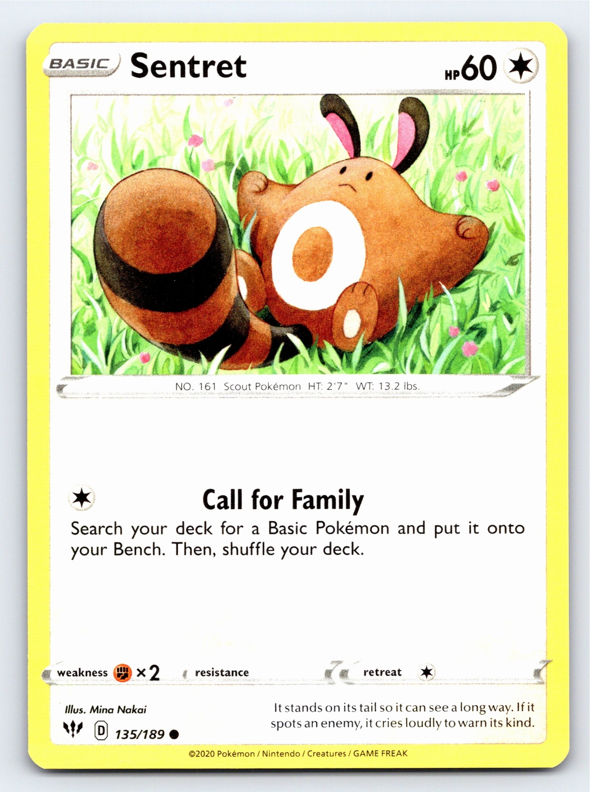 Sentret 135/189 Common Darkness Ablaze Pokemon Card - NM Near Mint