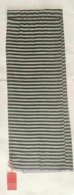 Max&Co  Women s Cozy Scarf Wrap Large striped black and grey-green 72  X 26 