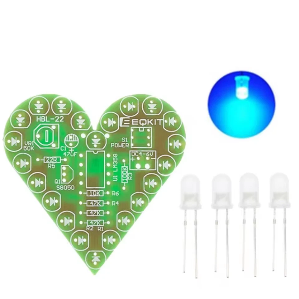DIY Kit Heart Shape Breathing Lamp Kit Breathing LED Suite Red White Blue Green  - Image 3 of 4
