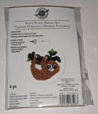 Loops & Threads Punch Needle Kit Design Works SLOTH Hoop Brand New NIP