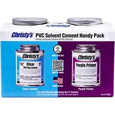 Christy's Handy Pack: Clear Regular Body PVC Cement and Purple Primer, 1/2 Pint