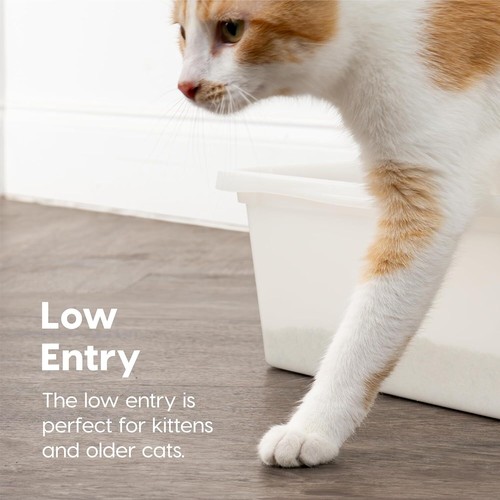 USA Large Open Top Cat Litter Box, Kitty Litter Pan, Pearl - Picture 2 of 10