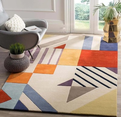 Bunter geometrischer handgetufteter Teppich | 6 x 9, 6 x 10, 7 x 10, 8 x 10, ...