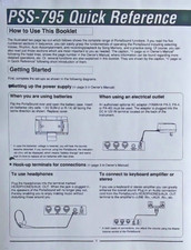 Yamaha PSS-795 PSS-790 Keyboard Quick Reference Guide Owners Manual Reproduction