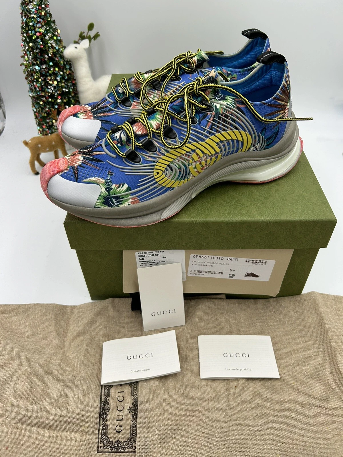 Baskets homme Gucci Floral Run taille 9,5 fabriquées en Italie