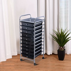 Storage Cart Rolling With Drawers On Wheels 10 Drawer Black Carts