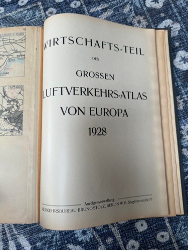 Vintage 1928 German Air Route/Port Atlas GROSSER LUFTVERKEHRS-ATLAS VON EUROPA - Picture 12 of 16