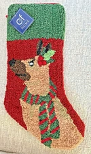 C&F Home Hooked Needlepoint Christmas Stocking German Shepherd Dog New Holiday