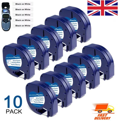 LW Dymo LetraTag Refill Black on White Plastic 91201 Label Tape 12mm for LT-100H UK