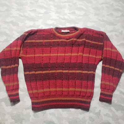 Steeple Chase Sweater Women's XL Red Striped Long Sleeve Cotton
