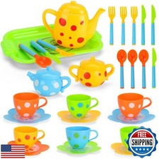 Pretend Play Toy Tea Set for little girls, Kids Role Play Tea Toy Party Set,