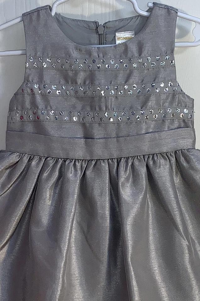 Vestido Gymboree Bebé Niña 18-24M Sin Mangas Plateado Tres Filas Lunares Plateados Foto 3 de 4