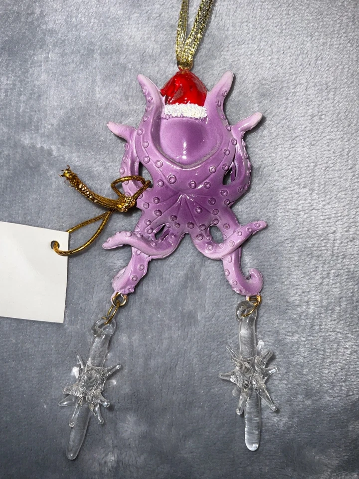 Tentáculos tenaces pulpo vacaciones Navidad adorno púrpura G20 Foto 2 de 3