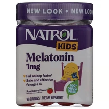 Natrol Kids Melatonin Gummies, Berry, Recommend Ages 4+,GF, 1 mg/ 90 Gummies