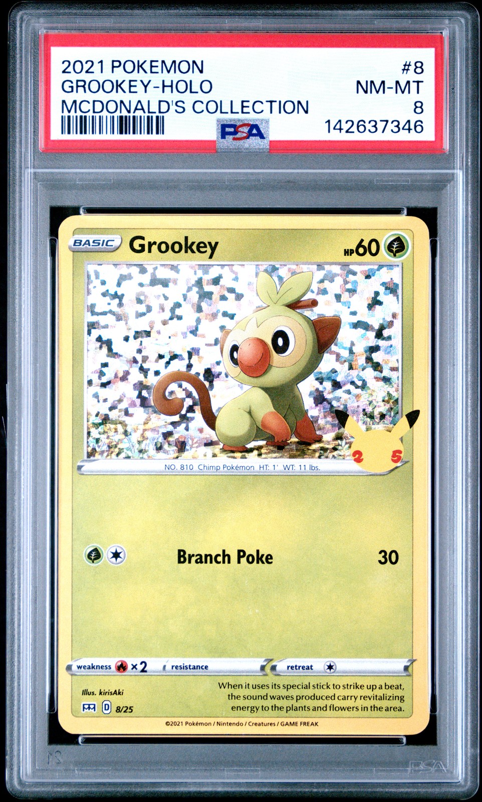 GROOKEY #8 - 2021 POKEMON MCDONALDS COLLECTION PSA 8