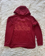 adidas Climawarm Women  s M Red Pullover Hoodie, Logo Knit Polyester Training