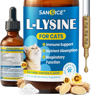L-Lysine Supplement for Cats Immune Support, Cats Lysine Drops for Feline Respir