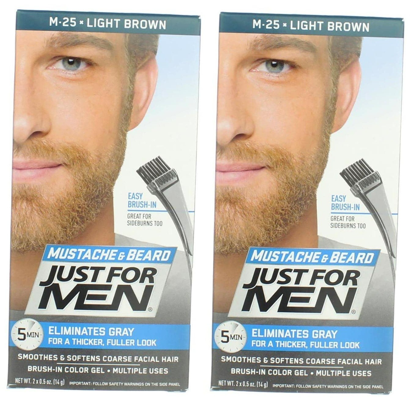 2 PACK- JUST FOR MEN Easy Brush in Mustache & Beard Color, L