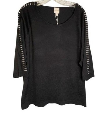Zac & Rachel Lightweight Sweater top with Silver Studs 3X