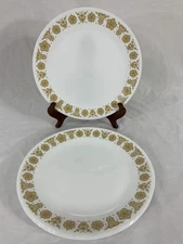 4 pcs ~ 1970 CORELLE BUTTERFLY GOLD ~ 10.5" Dinner Plates YELLOW & WHITE FLORAL