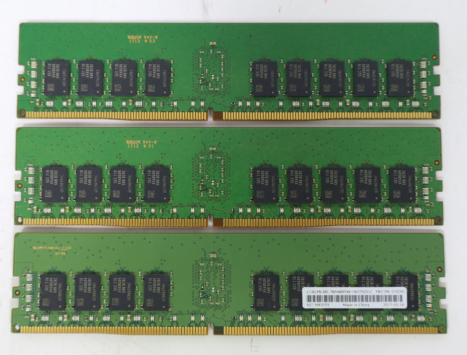 как выглядит Lot of 3 Samsung 16GB Total 48GB 1Rx4 PC4-2400T DDR4 ECC Registered Server RAM фото