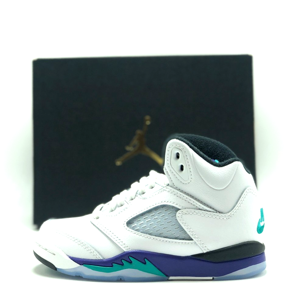 NEW* PRE-SCHOOL NIKE AIR JORDAN 5 RETRO (PS) WHITE GRAPE (HQ7979