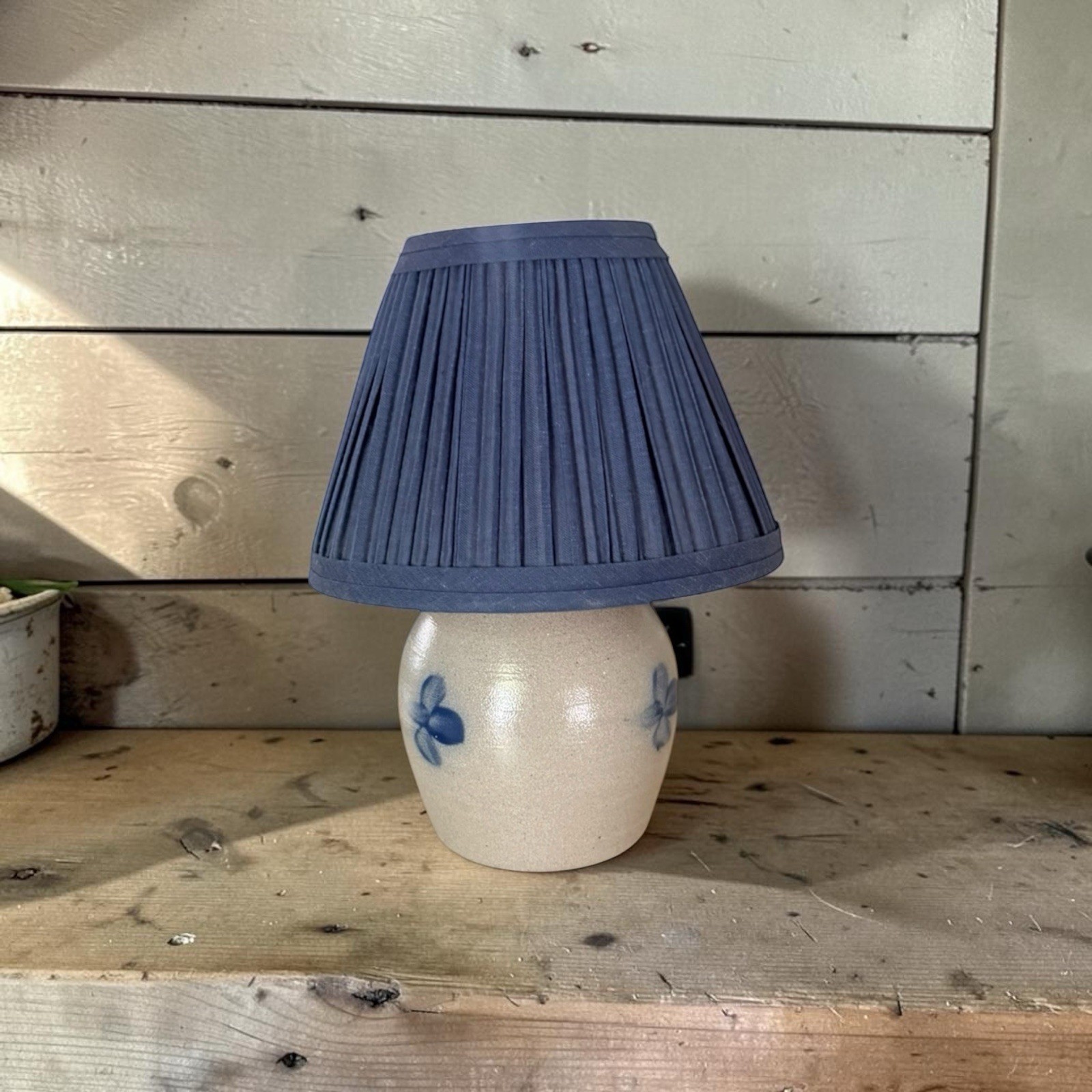 Rowe Pottery Works Salt Glaze Stoneware Petite  Kitchen Shelf Lamp Cottage Core