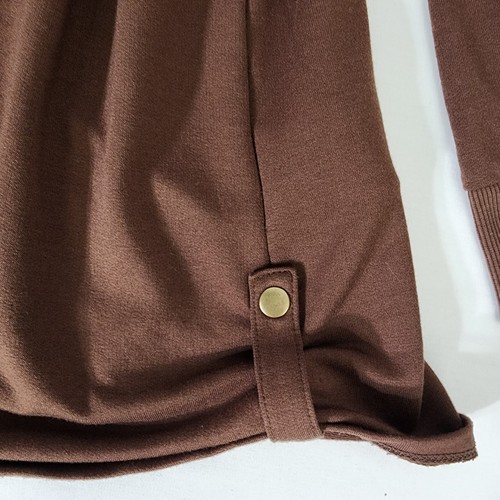 Belle by Kim Gravel Women's Top 1X Snap to It Side Tab V Neck Chestnut A609974 - Picture 8 of 12