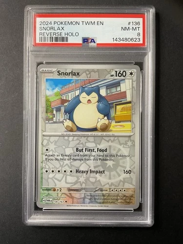 Snorlax 136 PSA 8 2024 Pokémon Reverse Holo TWM EN