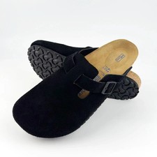 Birkenstock Boston Black Suede Clog soft footbed Unisex Shoes