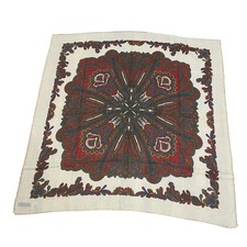 VTG The Specialty House Inc Paisley Square Scarf Made in Italy Cream Red 46in