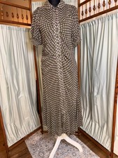Anthropologie Green Floral Midi Dress Size 4  Cottagecore Ruffle Sleeve