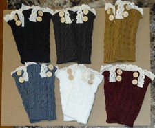 6 Pack Boot Cuffs Short Socks Toppers Women Crochet Knit Shell Leg Calf Warmers