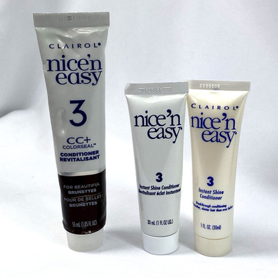 Clairol Nice'n Easy Brunette ColorSeal & Instant Shine Hair Conditioner 3 Tubes