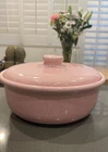 Vintage MCM 1950s Bauer Pottery Contempo Speckled Pink Casserole W Lid MINT