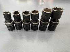  r SNAP ON 3/8" DRIVE 6PC METRIC IMPACT SWIVEL SOCKET SET 6PT 12-18MM VGC USA