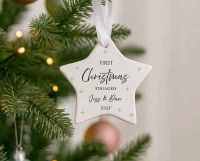UNIQUEPGIFTS First Christmas Engaged Ornament Engagement Gift Couples Tree Decoration 2025