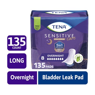 TENA Sensitive Care Overnight Incontinence Pads, 135ct HSA/FSA Eligible