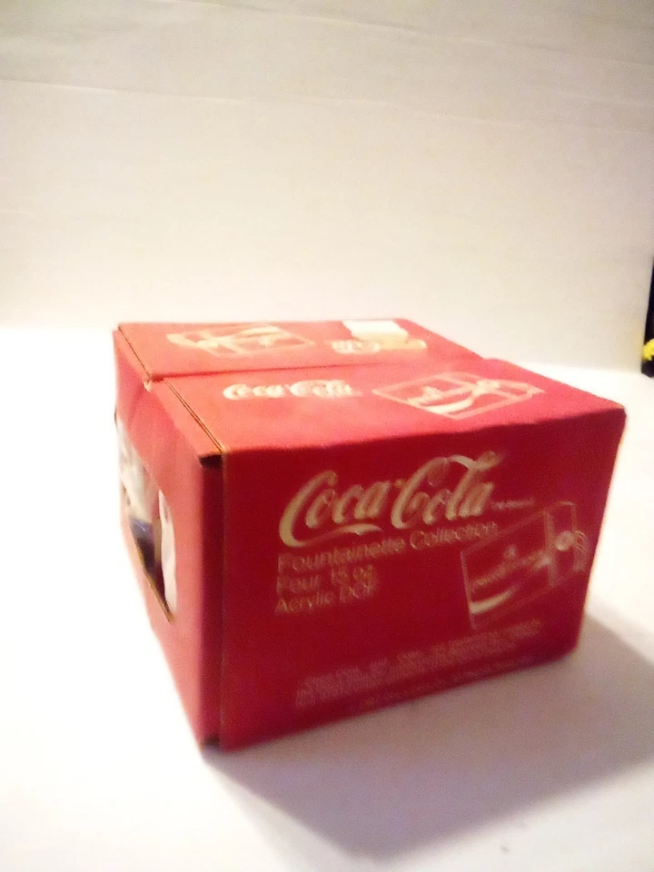 Tazas acrílicas Coca-Cola 15 oz - Juego de 4 - De colección 1987 - Sin abrir en caja Foto 2 de 4