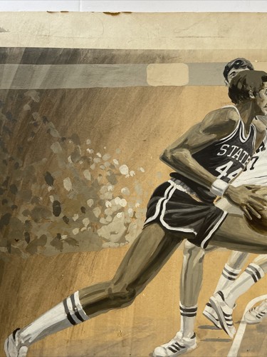 Vintage Painting State Basketball Illustration By Mike Phillips 1970’s Retro - Picture 5 of 15