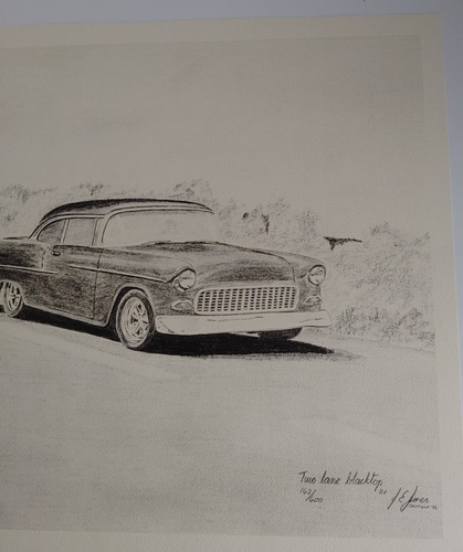 Pencil Art Print by Ian E Jones Daytona 1996 "Two Lane Blacktop" #19948 - Picture 3 of 5