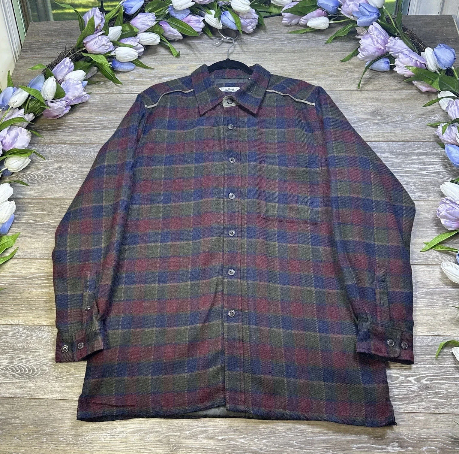 Vintage Wool Flannel Jacket Size Large Lined Plaid Men’s Warm Thermal Biker