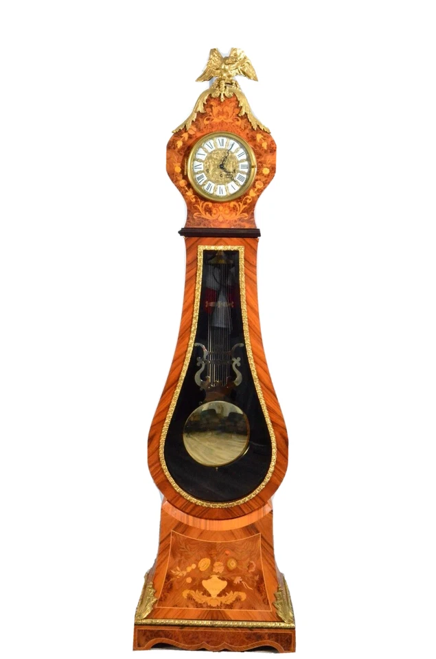 Antiguo Reloj Abuelo Original Bronce Dore Incrustación Floral Westminster Llamativo Foto 2 de 4