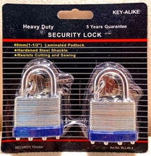 40 mm Padlock - 2 pc keyed alike - 1-1/2  pad...
