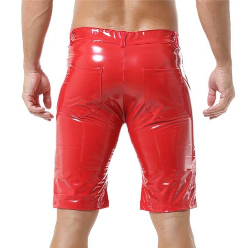 Pantalones Cortos Para Hombre Látex Cuero Brillante PVC Aspecto Húmedo Delgados Medianos Ropa de Club de Baile - Imagen 25 de 28
