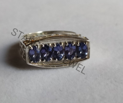 Natural Tanzanite Gemstone With 925 Sterling Silver Ring For Men's Engagement.