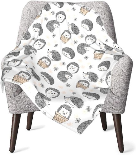 Hedgehog Unisex Baby Blanket Super Soft Reversible Nursery, One Size, Black-6