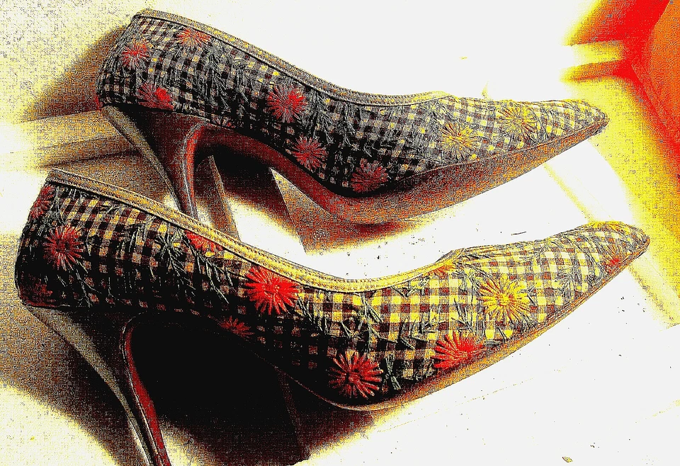 VTG Neiman Marcus Marquise Womens Shoes  3" Heel 8.5 AAA Orange Flowers Orig Box - Image 2 of 4